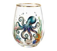 Générique Animal Themed Drinking Glass Cups With Gold Rim,Nature Art Decor