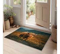 Générique Animal Vache Highland Prairie Tapis Salon Lavable, Jaune Chambre Tapis Poil Court Super Doux Anti-dérapant pour Bureau Hôtel Chevet Couloir Sol Coureurs 180 x 240 cm