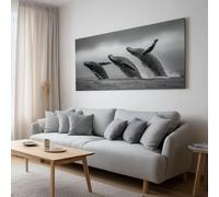 Générique Animaux Baleines Océan Tableau Décoration Murale Salon - Impression sur Toile Encadrée Moderne pour Chambre, Bureau et Couloir, À Assembler Soi-même Murale 120 x 60 cm