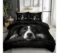 Générique Animaux Chiens De Berger Tristesse 3D Imprimé Housse de Couette Parure de Lit 1 Personnes 90 x 190 cm, Noir Microfibre Ensemble de Literie avec Housses de Couettes Taies d'oreillers