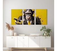 Générique Animaux Chimpanzés Impression sur Toile, Peinture Abstraite Portrait Tableau Decoration Murale pour Chambre à Coucher Salon, 30x40cmx3 Tableaux Décoratifs Sans Cadre
