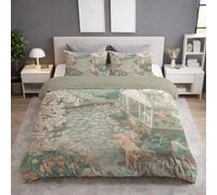 Générique Anime Chemin Chien Serre Parure de Lit avec Fermetures éclair - Ensembles de Housses de Couette - Vert, Housse de Couette 220 x 240 + 2 Taies d'oreiller 65 x 65