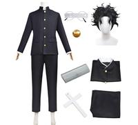 Générique Anime Dandandan Okarun Cosplay avec masque Kentakakura Cosplay Uniforme scolaire noir avec lunettes perruque accessoires costume d'Halloween (Schwarz2+Perücke, XL)