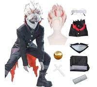 Générique Anime Dandandan Okarun Cosplay avec masque Kentakakura Cosplay Uniforme scolaire noir avec lunettes perruque accessoires costume d'Halloween (Schwarz1+Perücke, L)