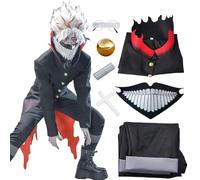 Générique Anime Dandandan Okarun Cosplay avec masque Kentakakura Cosplay Uniforme scolaire noir avec lunettes perruque accessoires costume d'Halloween (Schwarz1, S)