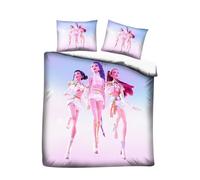 Générique Anime K Pop Hun ters Housse de Couette, Parure de lit 140x200cm 3D en Microfibre avec Housse de Couette et taie d'oreiller 65x65cm