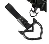 Générique Anneau de voiture en forme de cœur du diable, sangle d' | Sangle de poignée en forme de cœur du diable en fibre de carbone de 9,05 x 3,93 pouces avec ceinture en nylon haute