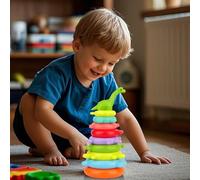 Générique Anneau d'empilement sensoriel - Tour d'équilibre des colorée, Ensemble de Jeu éducatif montesori | Jouet d'apprentissage préscolaire, Jeu de Puzzle de Table pour Les Adolescents pour Les