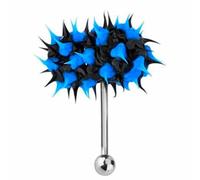 Générique Anneau Vibrant Pour Langue Bleu | Bijou De Corps En Silicone | 1,6mm X 18mm Avec Boule 5mm | Piercing Lingual Vibrant Pour Hommes Et Femmes | Bijou Emballé