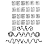Générique Anneaux à Cheveux pour Dreadlocks 28 Pièces Métal Argenté, Manchettes pour Tresses, Accessoires pour Tresses Spirales, Unisexe, Coiffure Mode Fête