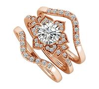 Générique Anneaux Ajusteur Anneaux en pour femmes Set Femmes Fashion Zirconia Sculpture Retro Rings Set Anneau Bagues (Rose Gold, 9)