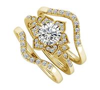 Générique Anneaux Ajusteur Anneaux en pour femmes Set Femmes Fashion Zirconia Sculpture Retro Rings Set Anneau Bagues (Gold, 9)