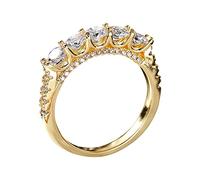 Générique Anneaux Bande Bagues Mode Brillant Luxe Style Dames Pleine Lumière Anneau Anneau Anneaux Piercings Anneaux (Gold, 7)