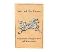 Générique Année du Cheval de Poche - Souvenir inspirant en Acrylique 2D, Nouvel an Chinois | Carte Positive, Cadeau de de Motivation, câlin de Symbole du Zodiaque pour Les Adultes étudiant