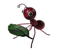 Générique Ant Figurine, Ants Lifting Leaf, 3.74x3.15x5.31 inches, Metal Animal Statue, Lawn Ornament, Handcrafted Garden Decoration for Patio, Living Room, Bedroom Display, Black and Red