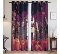 Générique Anti-Bruit Violet Orange Rideaux Occultant Fantaisie Château Thème Halloween Rideau Doux intimité Rideaux Chambre Idéal pour Chambre et Salon 117x229 CM (2 Panneaux)
