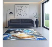 Générique Anti-Derapant Ultra-Doux Résistant Moquette Bleu Marine Animaux, Nourriture, Vaisselle 50_x_80_cm Convient au Salon, à la Chambre, au Bureau