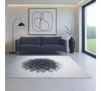 Générique Anti-Derapant Ultra-Doux Résistant Moquette Gris Fleur de Lotus 80_x_150_cm Convient au Salon, à la Chambre, au Bureau