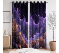 Générique Anti Froid Violet Orange Rideau Occultant Chauves-Souris Crâne Halloween bloquant la Chaleur à œillets pour Chambre d'enfant 117x229 CM (2 Panneaux)