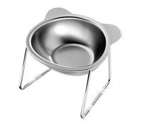 Générique Anti-Vomiting Cat Feeding Bowl - Tilted Stainless Steel Dish, Spacious Shallow Surfaces, Balanced Stable Construction, Easy Cleaning Scratch-Proof Finish | Comfortable Eating Angle, Cats