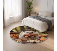 Générique Antidérapant Blanc Tapis Round Hérisson Chapeau de Sorcière Halloween pour Salle à Manger Porche 100 cm