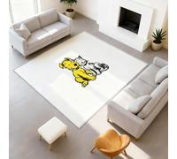 Générique Antidérapant Minimaliste Dessin Animé Lavable Tapiss Animal Bébé Support en TPR Tapis Chien Chat Couleur Crème Tapis 120 x 180 cm pour Couloir Entrée Salon Chambre Bureau