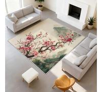Générique Antidérapant Oriental Classique Lavable Tapiss Floral Support en TPR Tapis Fleurs de Prunier Fleurs Roses Tapis 60 x 90 cm pour Couloir Entrée