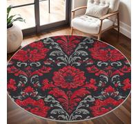 Générique Antidérapant Tapis Rond Lavable en Machine, Magnifiques Motifs EuropéEns Doux et Durable Tapis Rond pour Chambre, Entrée, Salle à Manger, Bureau L'intérieur Décorer Noir Ø 100 cm Circulaire
