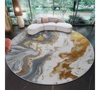 Générique Antidérapant Tapis Ronds 90 cm, Abstrait Tendance Marbre Flanelle Lavable Tapis Ronds Gris - Convient pour Chambre à Coucher Salle à Manger Bureau Chambre d'enfant