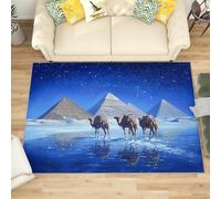 Générique Antidérapant Tapis Salon 120x180 cm Architecture RéTro Tapis de Zone Moelleux à Flanelle Doux, Ciel éToilé Bleu Lavable Poils Ras Chambre Moderne Doux - Entretien Facile