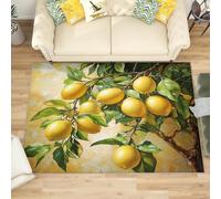 Générique Antidérapant Tapis Salon 140x200 cm Peinture à l'huile Au Citron Jaune Tapis de Zone Moelleux à Flanelle Doux, Jaune Lavable Poils Ras Chambre Moderne Doux - Entretien Facile
