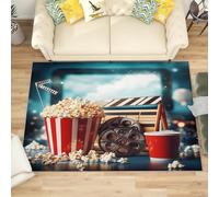 Générique Antidérapant Tapis Salon 140x200 cm ThèMe CinéMa Tapis de Zone Moelleux à Flanelle Doux, Multicolore Lavable Poils Ras Chambre Moderne Doux - Entretien Facile