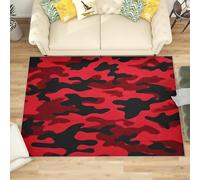 Générique Antidérapant Tapis Salon 160x230 cm l'art du Camouflage Moderne Tapis de Zone Moelleux à Flanelle Doux, Noir Et Rouge Lavable Poils Ras Chambre Moderne Doux - Entretien Facile
