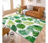 Générique Antidérapant Tapis Salon 3D Imprimé 60x90 cm Flanelle à Poils Ras Lavable Plante Tropicale Monstera Deliciosa Tapis Décor Chambre Intérieur Vert Moderne Doux et Durable - Entretien Facile