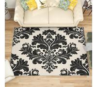 Générique Antidérapant Tapis Salon 60x90 cm Motif EuropéEn RéTro Tapis de Zone Moelleux à Flanelle Doux, Noir Lavable Poils Ras Chambre Moderne Doux - Entretien Facile