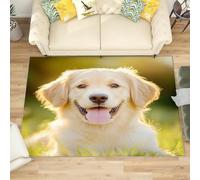 Générique Antidérapant Tapis Salon Chambre 140x200 cm Animal Golden Retriever, Tapis à Court Poils Doux Vert Clair Lavable en Machine Antifouling Décoration de Office, Couloir, Paillasson