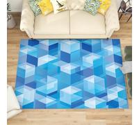 Générique Antidérapant Tapis Salon Chambre 140x200 cm Bleu, Tapis à Court Poils Doux GéOméTrie de l'espace Solide Lavable en Machine Antifouling Décoration de Office, Couloir, Paillasson