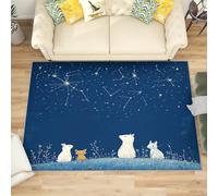 Générique Antidérapant Tapis Salon Chambre 160x230 cm Animaux de Dessins AniméS, Tapis à Court Poils Doux Ciel éToilé Bleu Lavable en Machine Antifouling Décoration de Office, Couloir, Paillasson