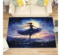 Générique Antidérapant Tapis Salon Chambre 160x230 cm Art du Danseur de Ballet, Tapis à Court Poils Doux Bleu Lavable en Machine Antifouling Décoration de Office, Couloir, Paillasson