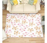 Générique Antidérapant Tapis Salon Chambre 160x230 cm Imprimé Floral de Dessin Animé, Tapis à Court Poils Doux Blanc Lavable en Machine Antifouling Décoration de Office, Couloir, Paillasson