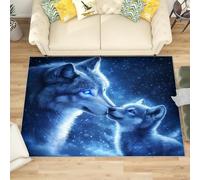Générique Antidérapant Tapis Salon Chambre 180x240 cm Animal Louve MèRe Et Son Petit, Tapis à Court Poils Doux Bleu Lavable en Machine Antifouling Décoration de Office, Couloir, Paillasson