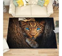 Générique Antidérapant Tapis Salon Chambre 60x90 cm Motif Animal LéOpard Africain, Tapis à Court Poils Doux Or Lavable en Machine Antifouling Décoration de Office, Couloir, Paillasson