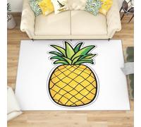 Générique Antidérapant Tapis Salon Chambre 80x150 cm Blanc, Tapis à Court Poils Doux ThèMe Ananas Jaune Lavable en Machine Antifouling Décoration de Office, Couloir, Paillasson
