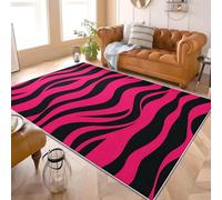 Générique Antidérapants Tapis Chambre Moderne 60x90 cm Rayures ZéBréEs éLéGantes Doux à Poil Court Lavable en Machine Tapis Salon Rouge Décoration Maison Adapté aux Animaux Paillassons Anti-saleté