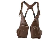 Générique Antivol Double éPaule Sac Aisselles MéDiéVal,Cuir Pu ImperméAble Avec BandoulièRe RéGlable,Multi-Poches,Travel Home Use Pack, Daily Carry Kit, Bag For Men Women School Work Walking (Marron)