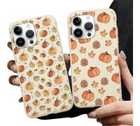 Générique Aoldimu 2 Pack Fall Pumpkin Leaves Phone Case, Aesthetic Autumn Pine Cones Pattern Cover for Women Girls, Soft TPU Protective Shockproof Cases for iPhone 13/14/15/16 Pro Max (13,C)