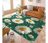 Générique apis Imprimé Poils Courts Lavable en Machine 120x180 cm Plantes Marguerites Motifs Antidérapant Tapis Nettoyage Facile Doux Pas d'épilation Vert Idéal Salon Chambre Couloir Salle à Manger