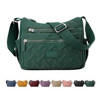 Générique Apparent Crossbody Bag, Large Capacity Waterproof Nylon Shoulder Messenger Bag, Soft with Multi Pocket for Women (Green)