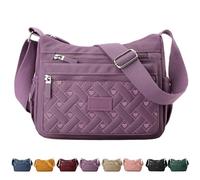 Générique Apparent Crossbody Bag, Large Capacity Waterproof Nylon Shoulder Messenger Bag, Soft with Multi Pocket for Women (Purple)