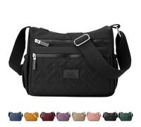 Générique Apparent Crossbody Bag, Large Capacity Waterproof Nylon Shoulder Messenger Bag, Soft with Multi Pocket for Women (Black)